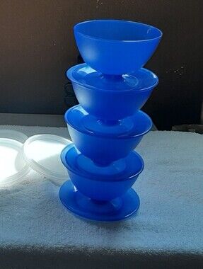 Tupperware Jello Pudding Cups Blue Set Of 4
